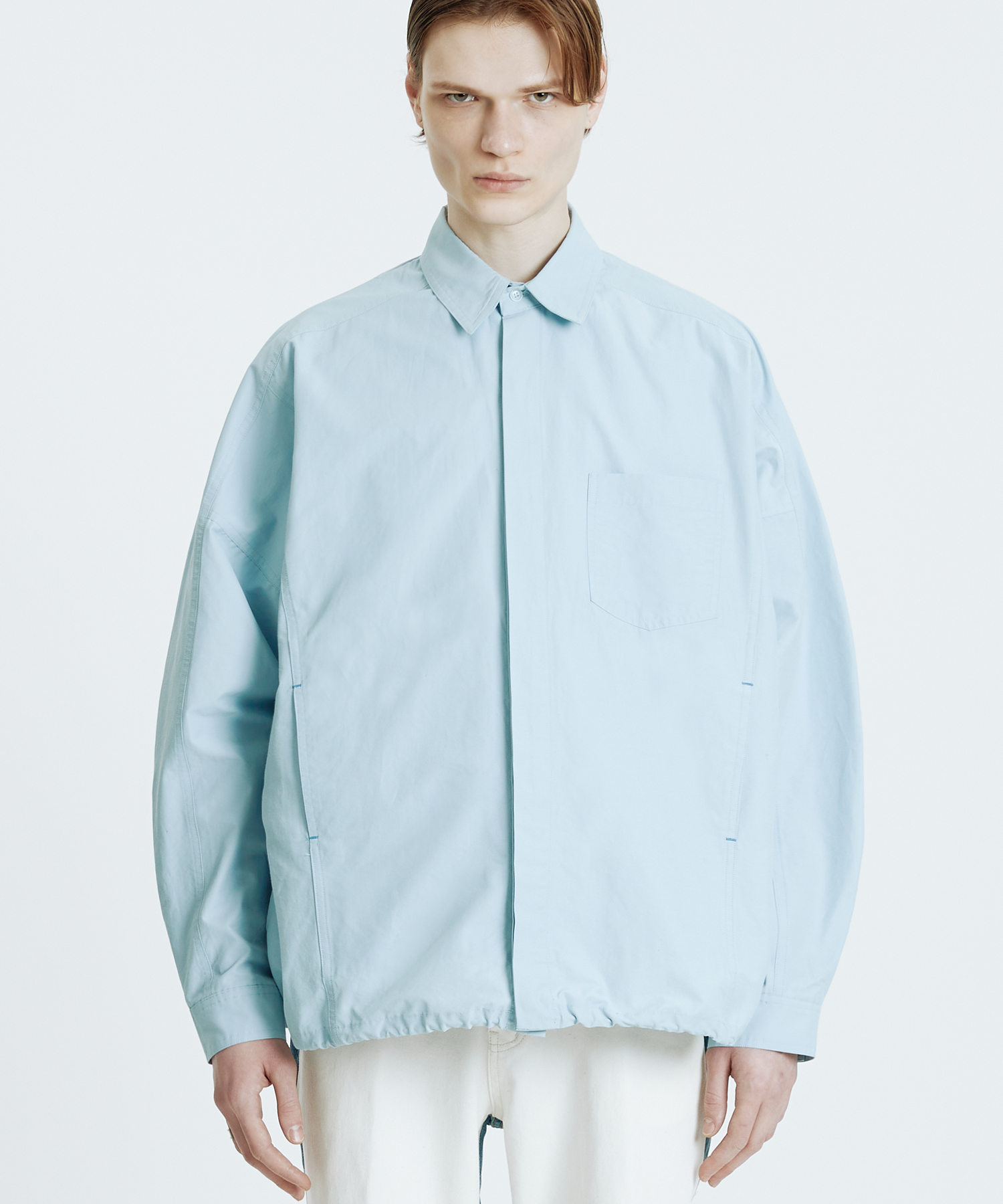 바택 포인트 셔츠 재킷 스카이블루
