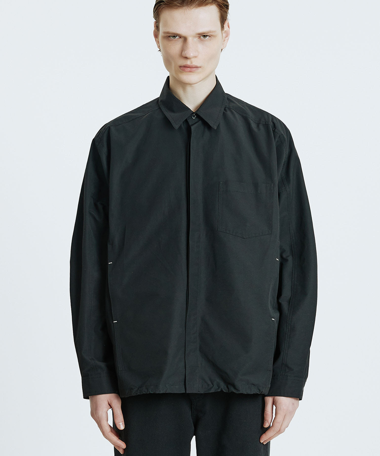 바택 포인트 셔츠 재킷 블랙
