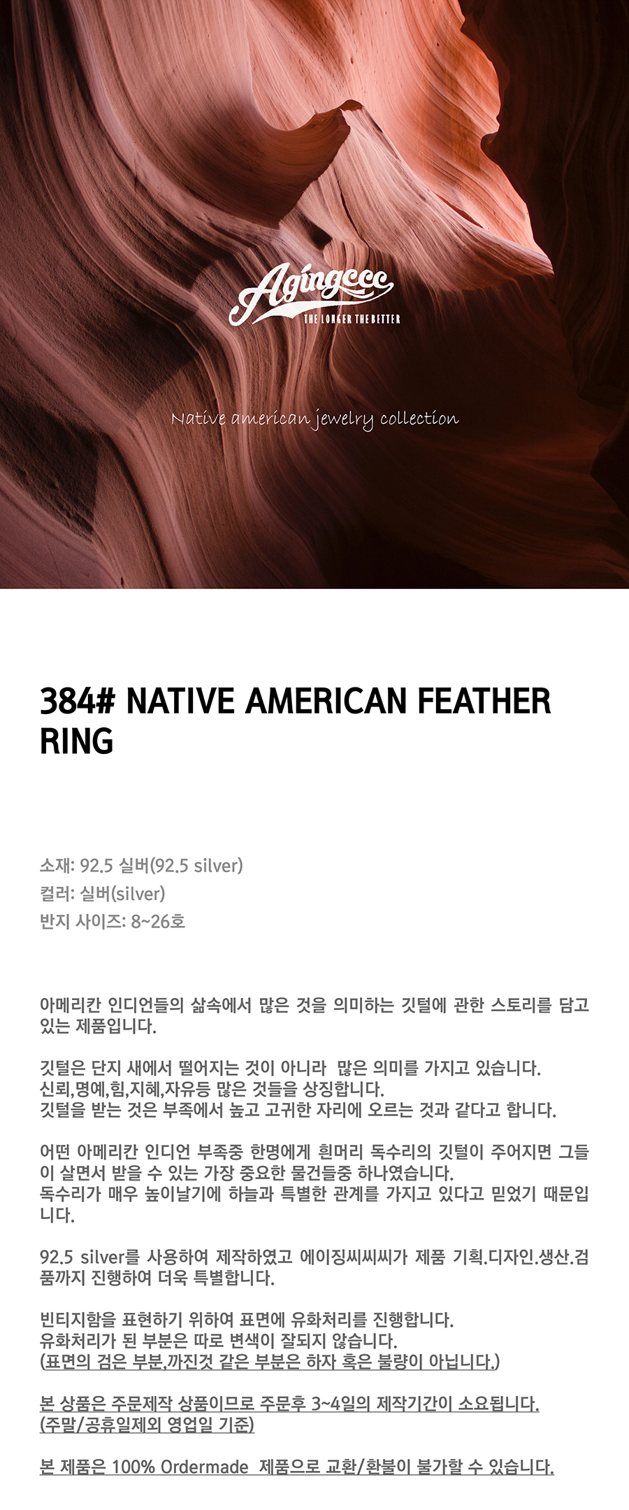 에이징씨씨씨(AGINGCCC) 384 NATIVE AMERICAN FEATHER RING